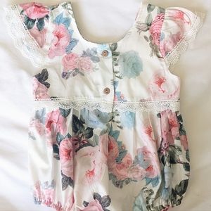 Beautiful Vintage style Floral toddler top one piece for girls. 18 - 24 months